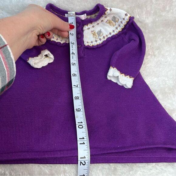 JANIE AND JACK 0-3m PURPLE PUPPY DOG SWEATER STYLE DRESS WINTER WHIMSEY cotton - Picture 15 of 16